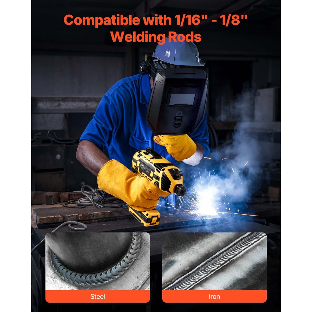 VEVOR Portable Handheld Welding Machine, 20-120A Portable ARC Welder with 5-Level Current Adjustment & IGBT Inverter, 110V Handheld Stick Welder with Hot Start Function Fit for 1/16"-1/8" Welding Rods