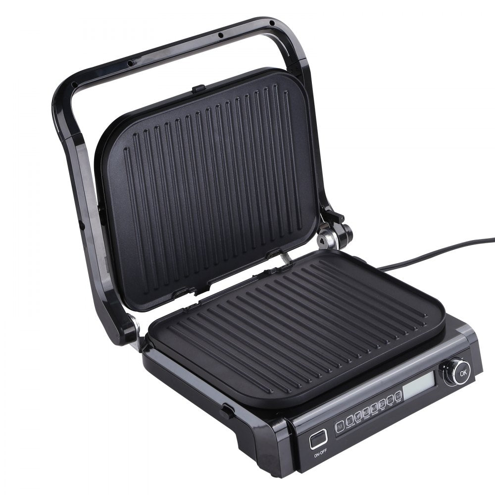 VEVOR 7 IN 1 Commercial Electric Griddle, 14.4" 1800W Indoor Countertop Grill, Stainless Steel Restaurant Teppanyaki Grill with Non Stick Iron Cooking Plate, 0-446℉ Adjustable Temp Control 110V