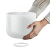 VEVOR Crystal Singing Bowl, 8-inch F Note Heart Chakra Singing Bowl, Portable Frosted Quartz Singing Bowl with Rubber Mallet, O-Ring and 8" Carrying Bag, Perfect for Meditation Yoga Sound Healing Bath