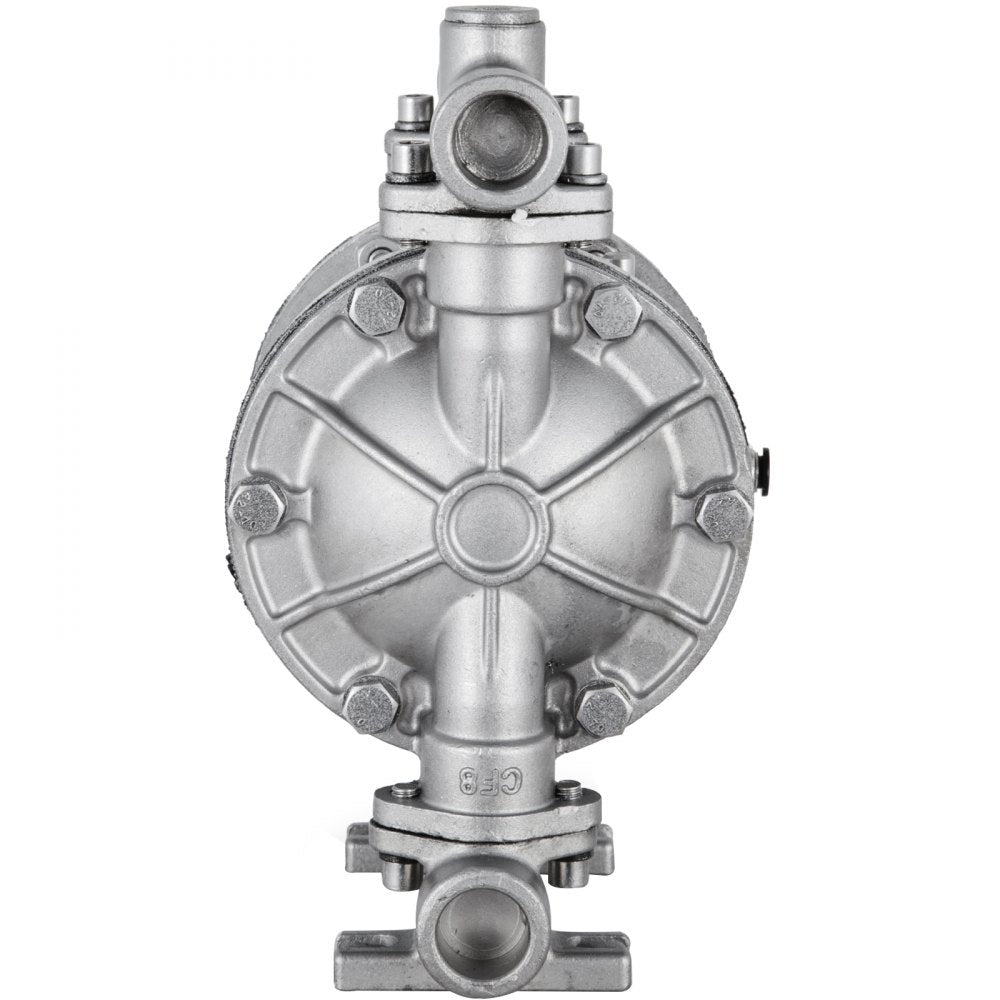 VEVOR Air-Operated Double Diaphragm Pump, 1/2 in Inlet & Outlet, Stainless Steel Body, 8.8 GPM & Max 120PSI, PTFE Diaphragm Pneumatic Transfer Pump for Petroleum, Diesel, Oil & Low Viscosity Fluids