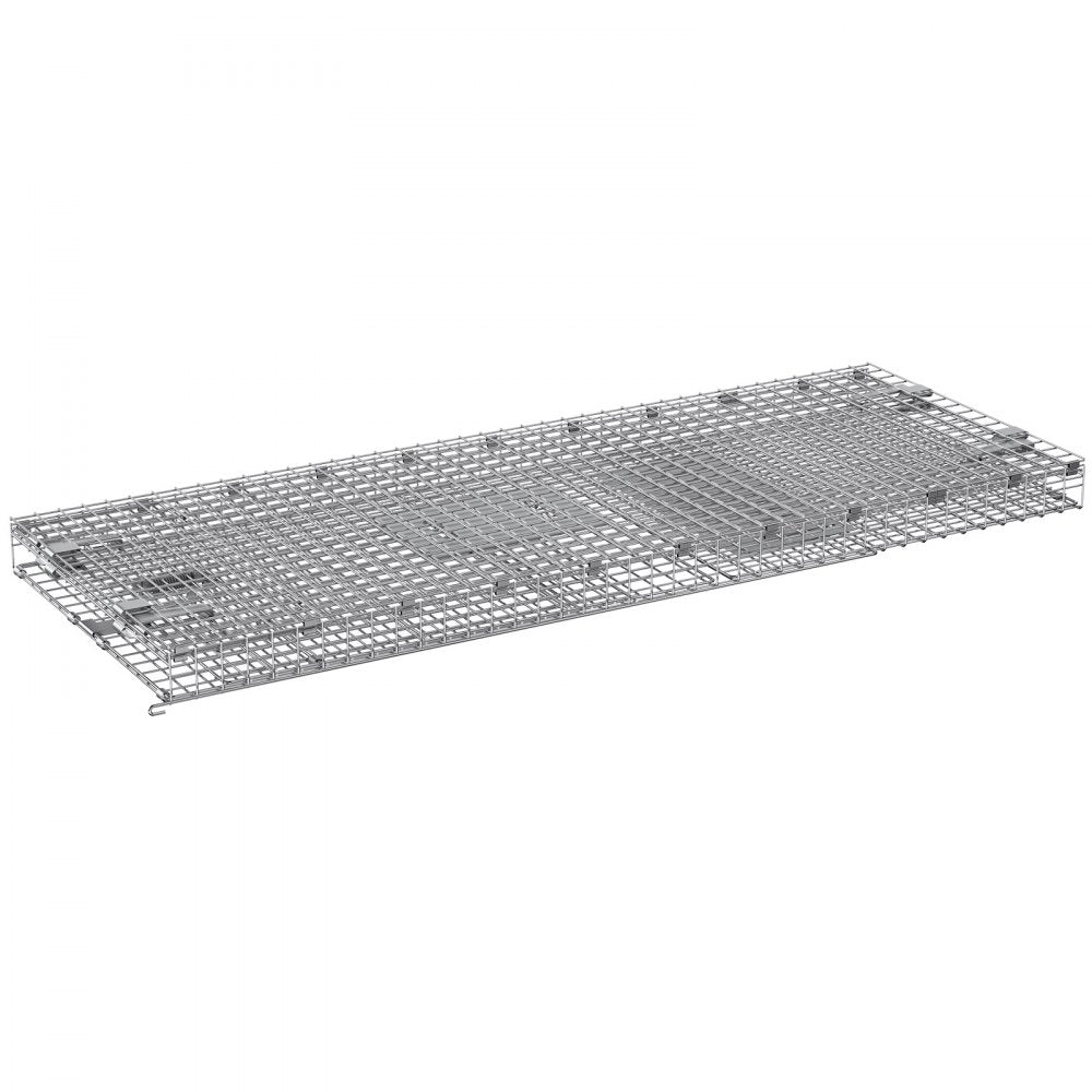VEVOR Live Animal Cage Trap, 42" x 16" x 18" Humane Cat Trap Galvanized Iron, Folding Animal Trap with Handle for Stray Dogs, Armadillos, Raccoons, Marmots, Foxes
