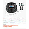 VEVOR Coin Counter Machine, 5 Denominations, Accurate Coin Sorter Machine, Sorts Up to 225 Coins Per Minute, USD Change Counter with LCD Display, Smooth Operation, Batch Feature, Holds 1500 Coins