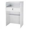 VEVOR Reception Desk, 23.6 inch Rectangular Front Counter Table, Modern Office Reception Desk with Drawer, Small Minimalist Retail Counter Table for Checkout, Lobby, Beauty Salon and Office, White