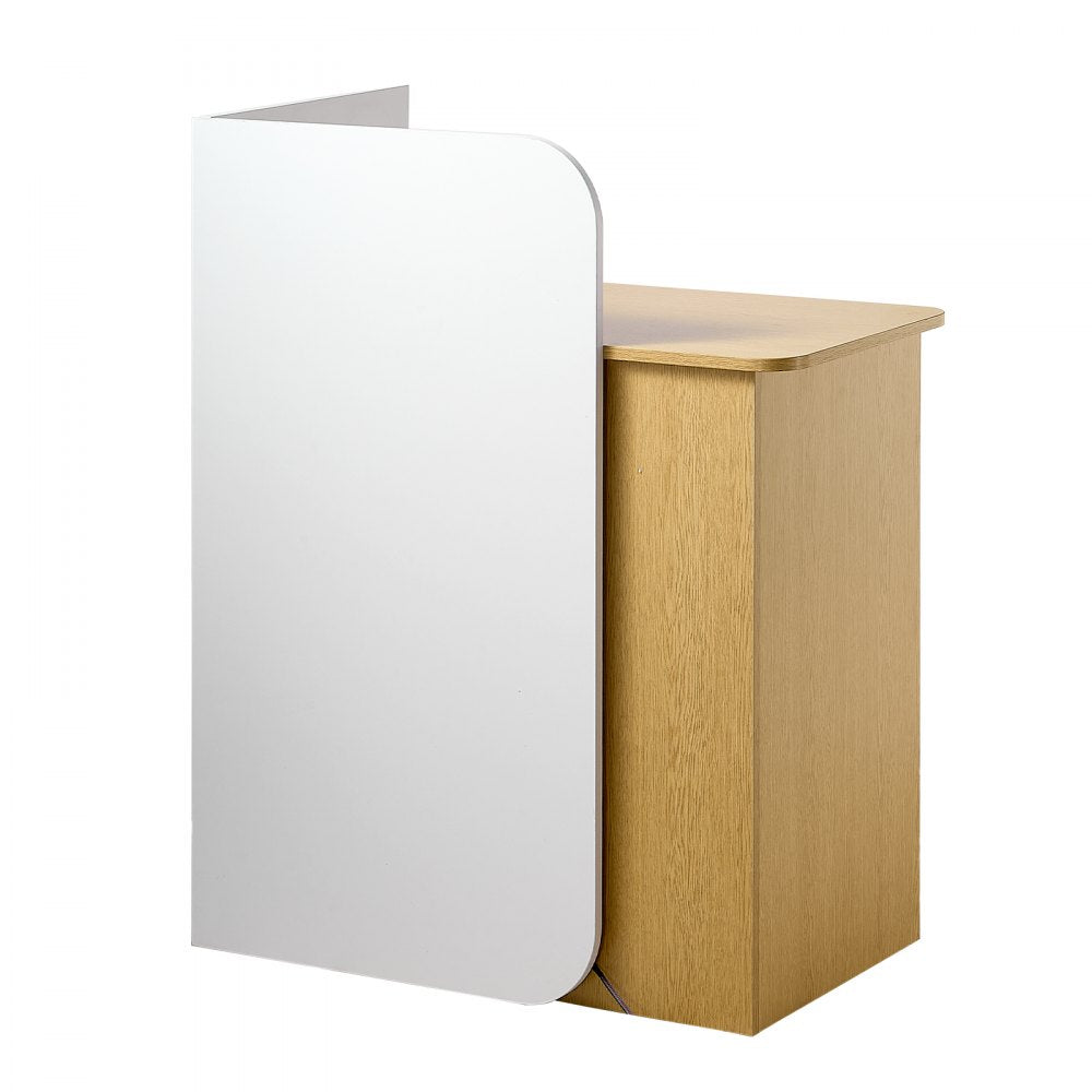 VEVOR Reception Desk, 31.5 inch Rectangular Front Counter Table, Modern Office Reception Desk with LED Light, 2 Drawers & Power Outlets, Retail Counter Table for Checkout, Lobby, Beauty Salon, Office