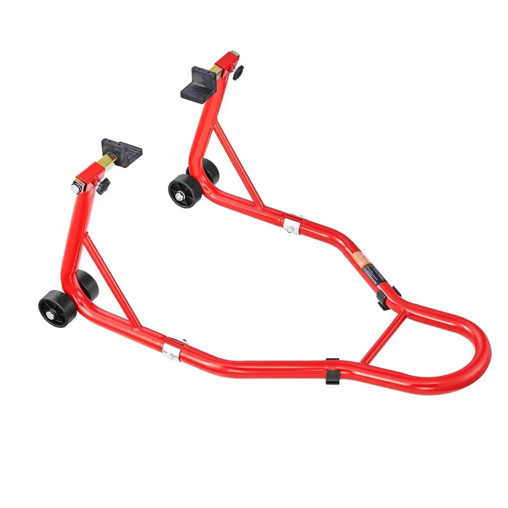 VEVOR Motorcycle Rear Wheel Stand, 850 LBS Load Capacity Heavy Duty Rear Wheel Stand with U + L Fork Swingarm Spool, Adjustabe Motorcycle Lift Jack Stand, for Suzuki Yamaha Honda Kawasaki, Red