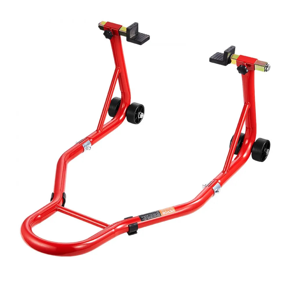 VEVOR Motorcycle Rear Wheel Stand, 850 LBS Load Capacity Heavy Duty Rear Wheel Stand with U + L Fork Swingarm Spool, Adjustabe Motorcycle Lift Jack Stand, for Suzuki Yamaha Honda Kawasaki, Red