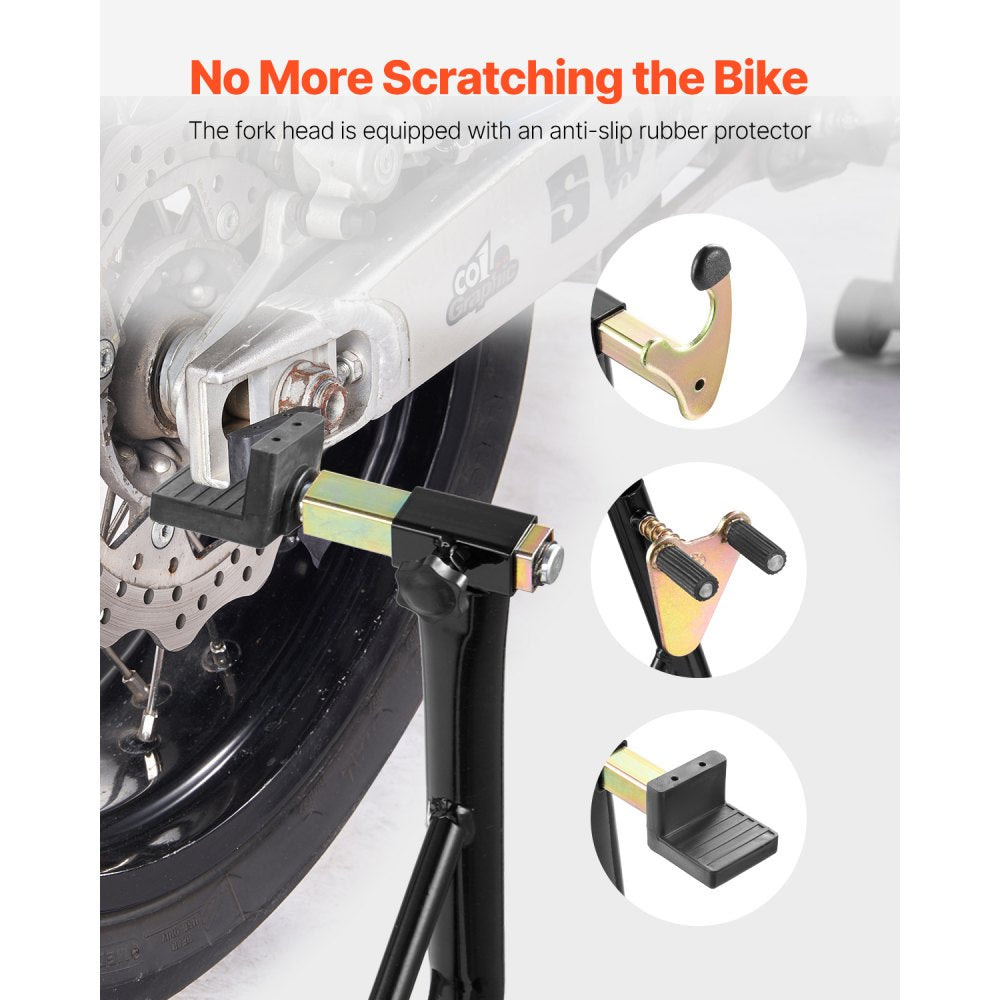 VEVOR Motorcycle Stand Lift, 1100lbs Capacity Front Rear Combo Stand Lift, Front Wheel Dual-Fork Stand, Rear U+L Fork Swingarm Spool Stand, for Most Yamaha Honda Kawasaki Suzuki Motorcycles, Black