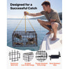 VEVOR Crab Trap, 2 Packs, 24.4x24.4x11.8 inch Heavy Duty Large Crab Pot Trap for Dungeness, Black PVC Coated Wire Mesh for Stealth, with Gauge, Red/White Float, 100ft Leaded Core Rope, and Gloves