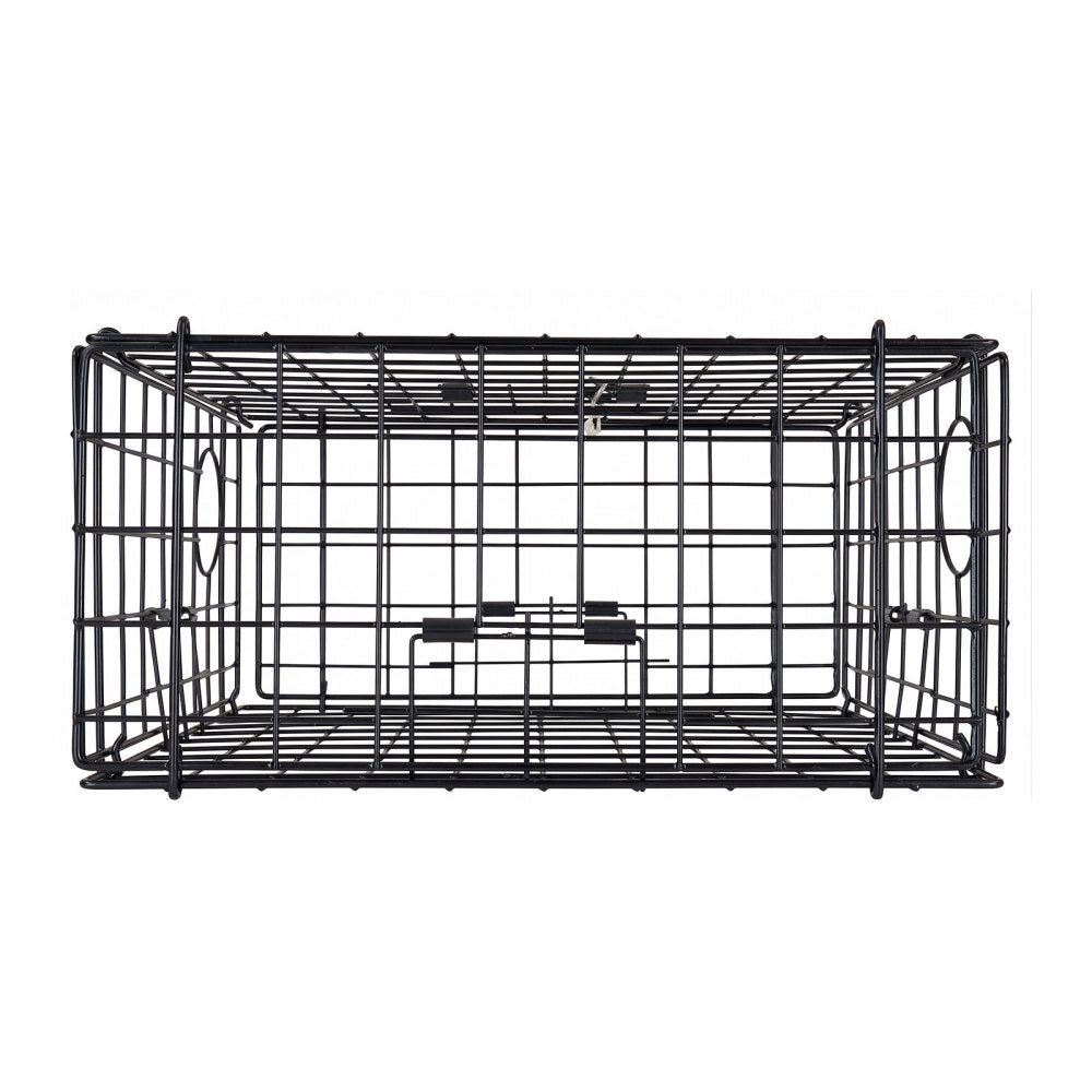 VEVOR Crab Trap, 2 Packs, 24.4x24.4x11.8 inch Heavy Duty Large Crab Pot Trap for Dungeness, Black PVC Coated Wire Mesh for Stealth, with Gauge, Red/White Float, 100ft Leaded Core Rope, and Gloves