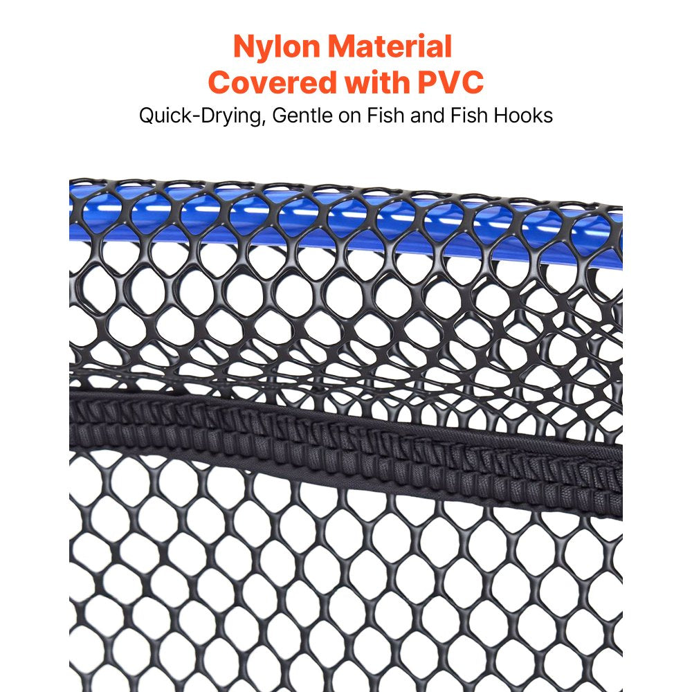 VEVOR Foldable Fishing Net, Landing Fishing Pier Nets, Portable Drop Net for Pulling up Fish, Durable and Fish-friendly, with Rope and Storage Bag, for Minnows, Crawfish, Shrimp, Crab