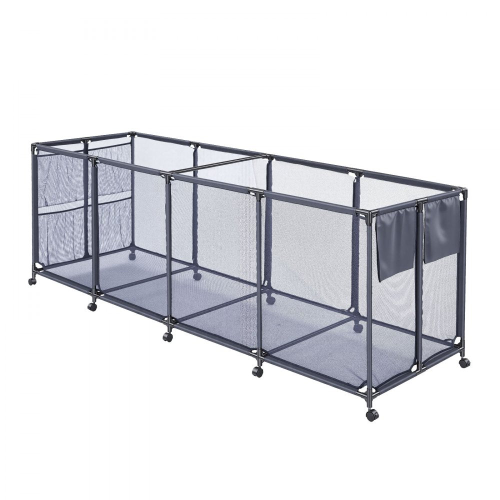 VEVOR Pool Storage Bin, 103 x 32 x 35 in, Rolling Pool Float Storage Organizer with Side Pockets & Noodles Holder, Durable Metal Frame, Poolside Toys Breathable Mesh Basket for Swimming Pools