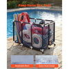 VEVOR Pool Storage Bin, 47.2 x 30.2 x 34 in, Rolling Pool Float Storage Organizer with Side Pockets & Casters, Heavy Duty Plastic Frame, Poolside Toys Noodles Holder Mesh Basket for Swimming Pools