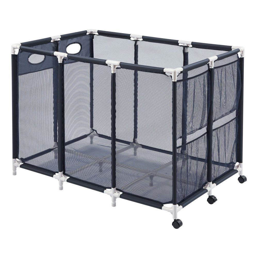 VEVOR Pool Storage Bin, 47.2 x 30.2 x 34 in, Rolling Pool Float Storage Organizer with Side Pockets & Casters, Heavy Duty Plastic Frame, Poolside Toys Noodles Holder Mesh Basket for Swimming Pools