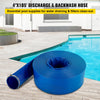 VEVOR Discharge Hose, 4\" x 105\', PVC Lay Flat Hose, Heavy Duty Backwash Drain Hose with Clamps, Weather-proof & Burst-proof, Ideal for Swimming Pool & Water Transfer, Blue