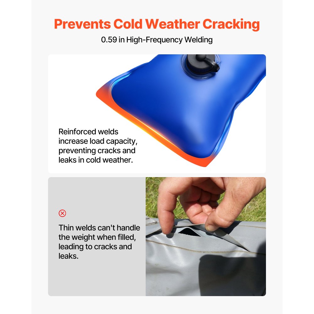 VEVOR Pool Cover Water Bags, 6 Packs 4 Ft, Single Chamber Pool Cover Water Tubes, 0.4mm Thick PVC Bags Weights with Leakproof Screw Cap, for Inground Swimming-Pool Covers Winter Closing, Blue