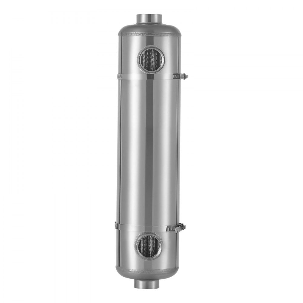 VEVOR Pool Heat Exchanger, 210K BTU Swimming Pool Heater Exchanger, 316L Stainless Steel Construction, High Efficiency Water to Water Transfer Heating System for Spa, Hot Tub, Indoor/Outdoor, Silver