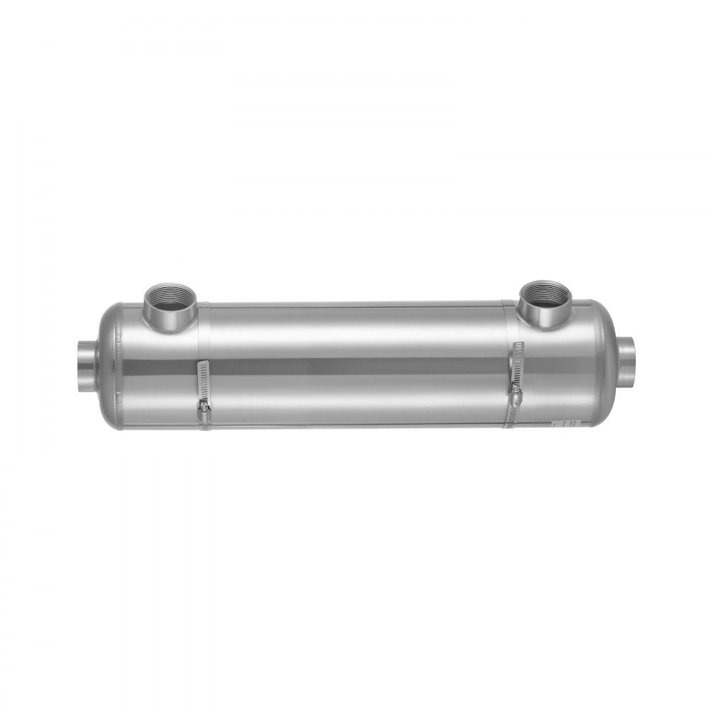 VEVOR Pool Heat Exchanger, 210K BTU Swimming Pool Heater Exchanger, 316L Stainless Steel Construction, High Efficiency Water to Water Transfer Heating System for Spa, Hot Tub, Indoor/Outdoor, Silver