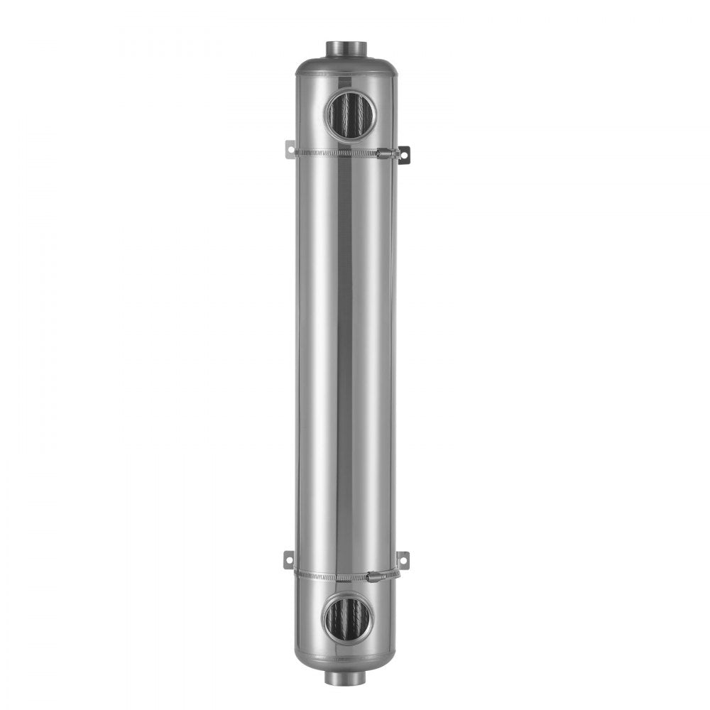 VEVOR Pool Heat Exchanger, 360K BTU Swimming Pool Heater Exchanger, 316L Stainless Steel Construction, High Efficiency Water to Water Transfer Heating System for Spa, Hot Tub, Indoor/Outdoor, Silver