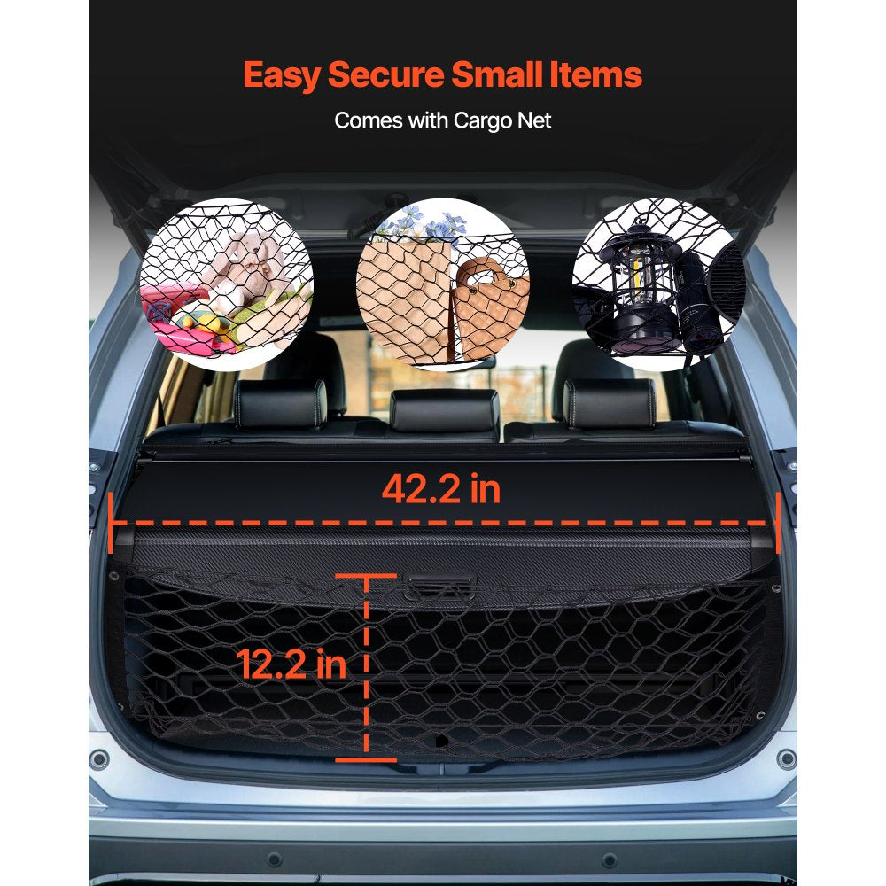 VEVOR Retractable Cargo Cover, Upgraded Carbon Fiber Texture Trunk Cover, Anti-Peeping Luggage Privacy Shield, Easy Installation Security Shade with Cargo Net, for Hyundai Tucson 2021-2025 5-Seater