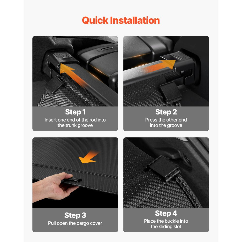 VEVOR Retractable Cargo Cover, Upgraded Carbon Fiber Texture Trunk Cover, Anti-Peeping Luggage Privacy Shield, Easy Installation Security Shade Car Accessories, for Honda CRV 2023-2025 5-Seater
