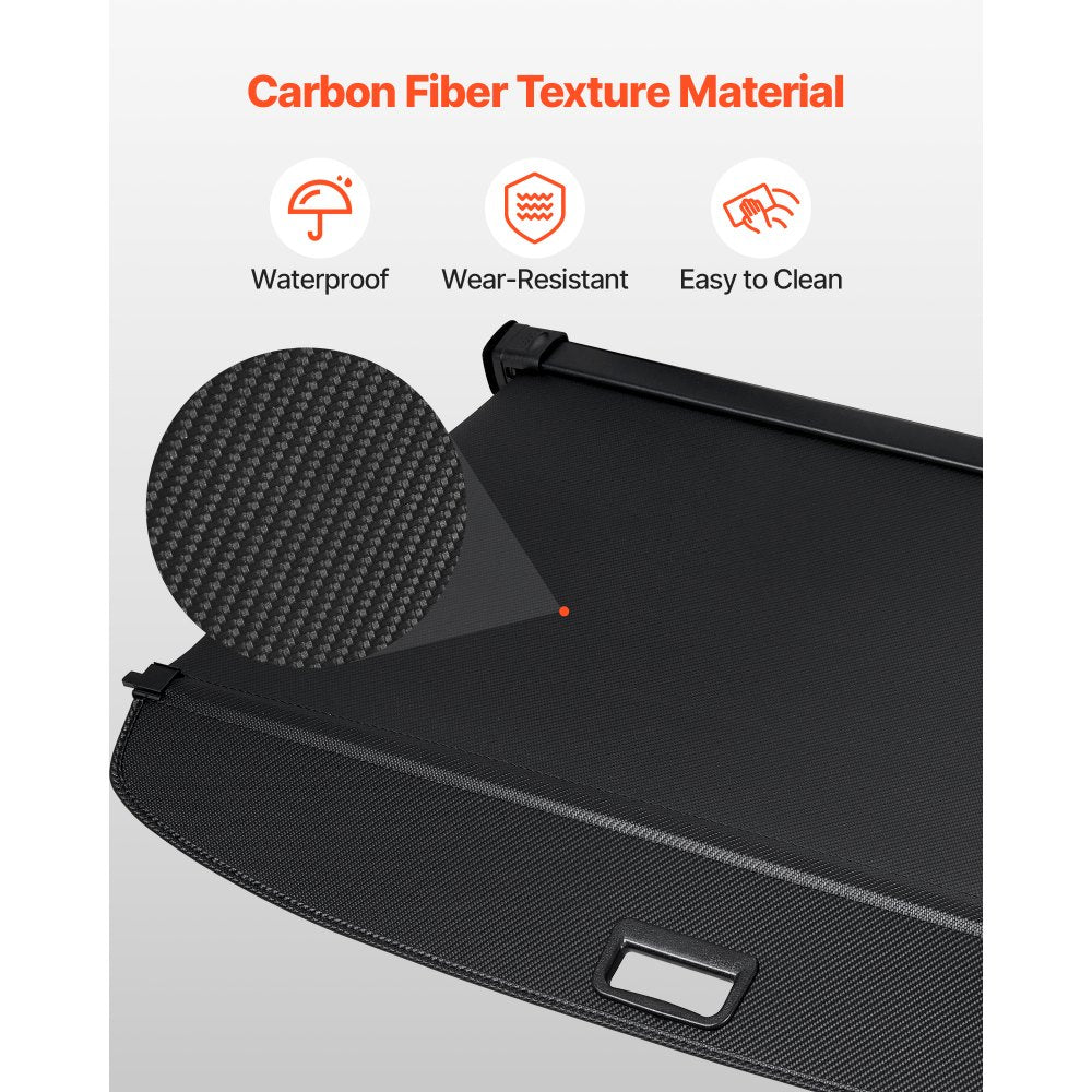 VEVOR Retractable Cargo Cover, Upgraded Carbon Fiber Texture Trunk Cover, Anti-Peeping Luggage Privacy Shield, Easy Installation Security Shade Car Accessories, for Toyota RAV4 2019-2025 5-Seater