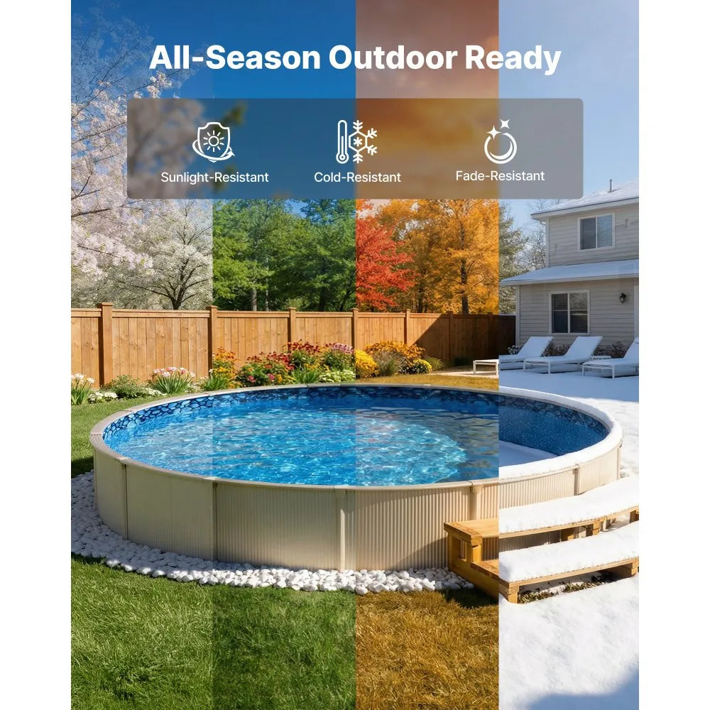 VEVOR 15ft Pool Liner, Round Overlap Swimming Pool Liner for 54 in Wall Height, Premium Vinyl, Easy Install with Leak-Proof Patches, Designed for Steel Sided Above-Ground,Outdoor, Boulder Swirl