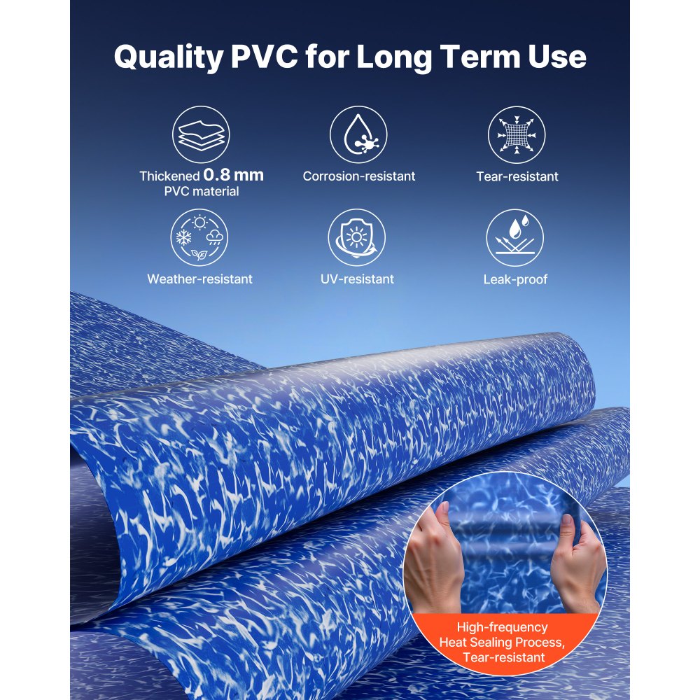 VEVOR 10ft Pool Liner, Round Overlap Swimming Pool Liner for 27.5 in Wall Height, Heavy Gauge Vinyl, Easy Install with Leak-Proof Patches, Designed for Steel Sided Above-Ground,Outdoor, Crystal
