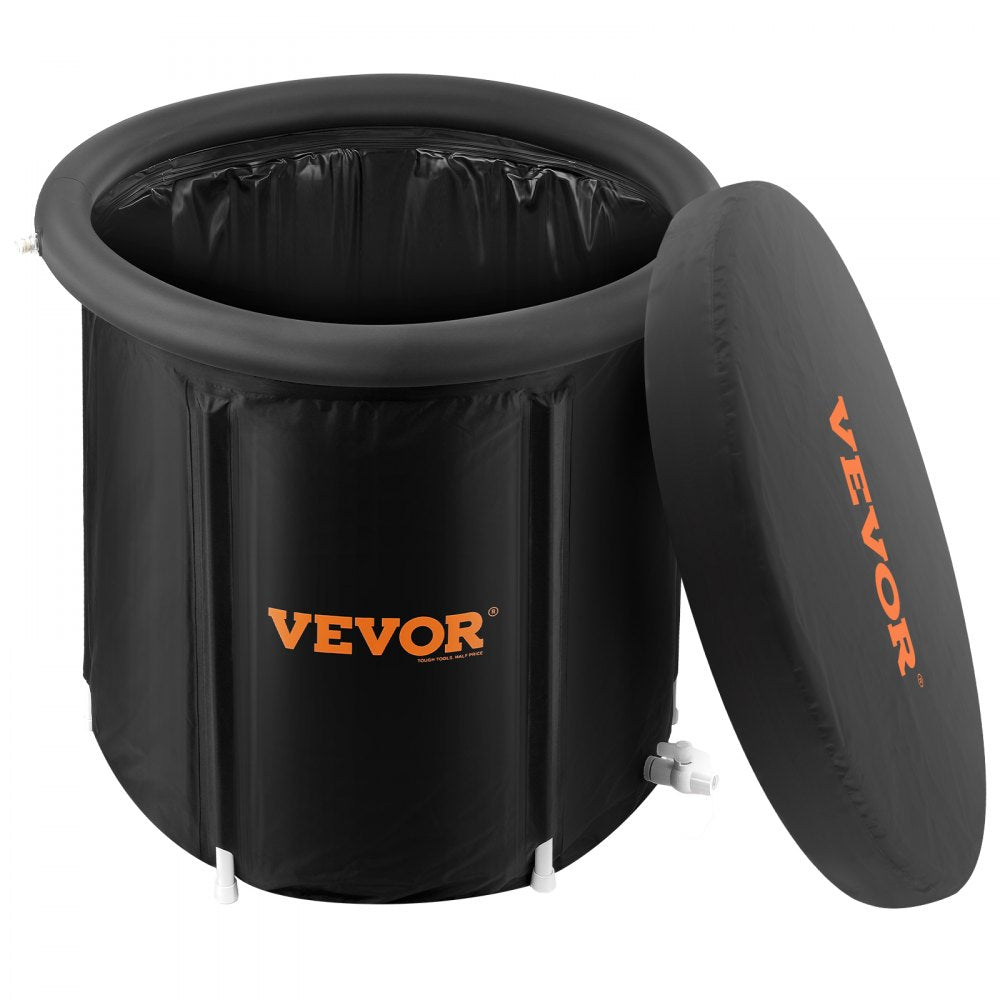VEVOR Ice Bath Tub, Cold Water Therapy Plunge Tub for Athletes, Portable Outdoor Ice Barrel Plunge Pool for Recovery, 90 Gal Inflatable Folding Bathtub with Cover, Home Ice Pod for Adult, 32"Lx30"H