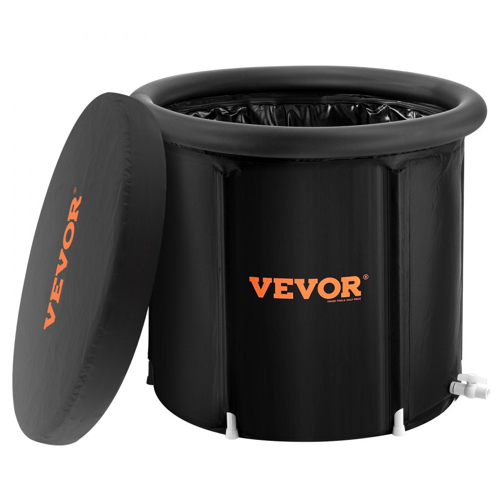 VEVOR Ice Bath Tub, Cold Water Therapy Plunge Tub for Athlete, Portable Outdoor Ice Barrel Plunge Pool for Recovery, 98 Gal Inflatable Folding Bathtub with Cover, Home Ice Pod for Adult, 35.4"Lx30"H