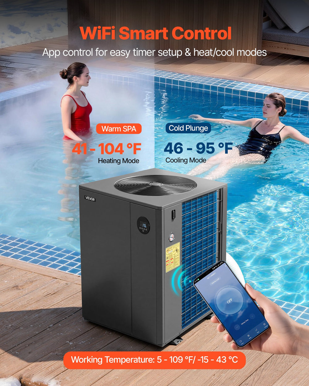 VEVOR pool heat pump - side view