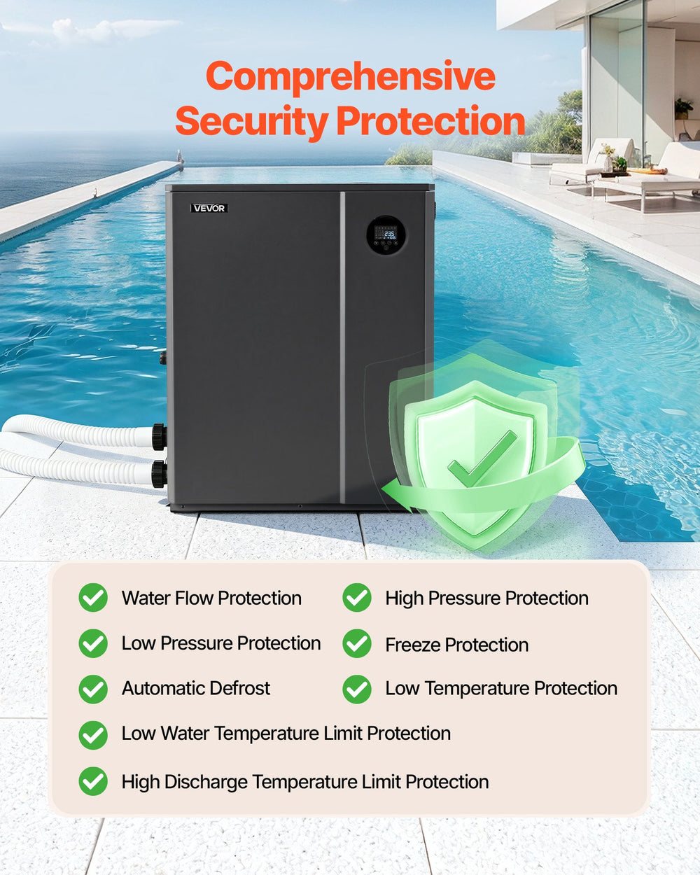 VEVOR pool heat pump - top/vent view