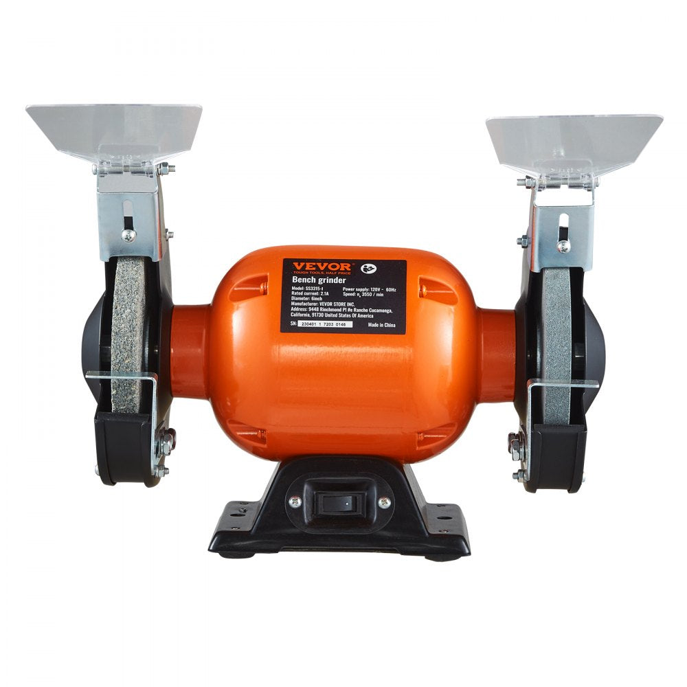 VEVOR Bench Grinder, 6 inch Single Speed Bench Grinder with 2.1A Brushless Motor 3550 RPM Table Grinder with 36/80-Grit Grinding Wheels for Grinding, Sharpening Application