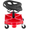 VEVOR Rolling Garage Stool, 300LBS Capacity, Adjustable Height from 18 in to 23 in, 360-degree Swivel Wheels (4\"), Large Tool Tray with Two Bottle Holder, for Workshop, Auto Repair Shop, Red