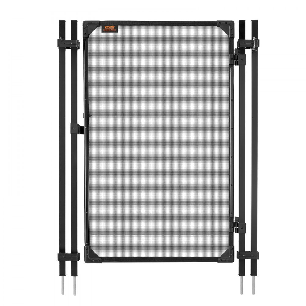 VEVOR Pool Fence Gate, 4 x 2.5 ft Inground Swimming Pool Fences Gate, Outdoor Security Fencing Door Kit with Metal Latch and Stopper, 352 gsm Teslin PVC Mesh, Square Tube, Easy Installation, Black