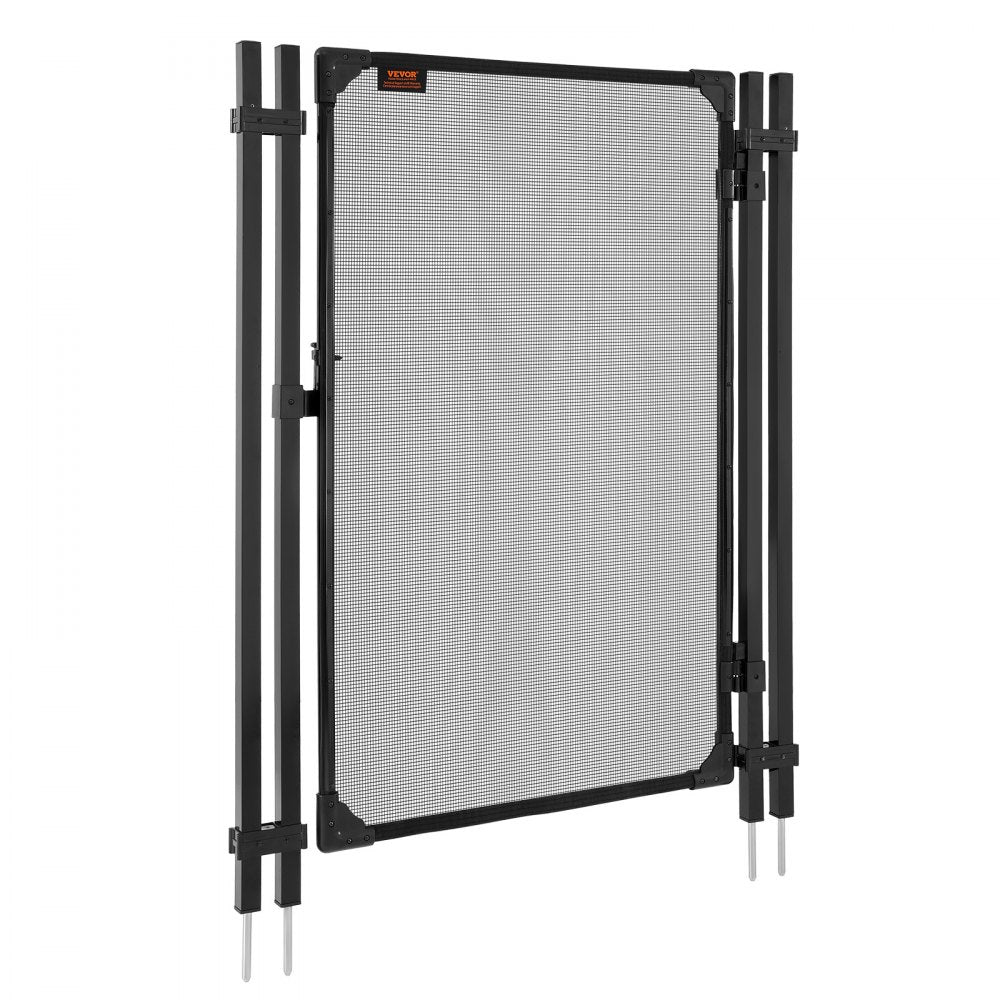 VEVOR Pool Fence Gate, 4 x 2.5 ft Inground Swimming Pool Fences Gate, Outdoor Security Fencing Door Kit with Metal Latch and Stopper, 352 gsm Teslin PVC Mesh, Square Tube, Easy Installation, Black