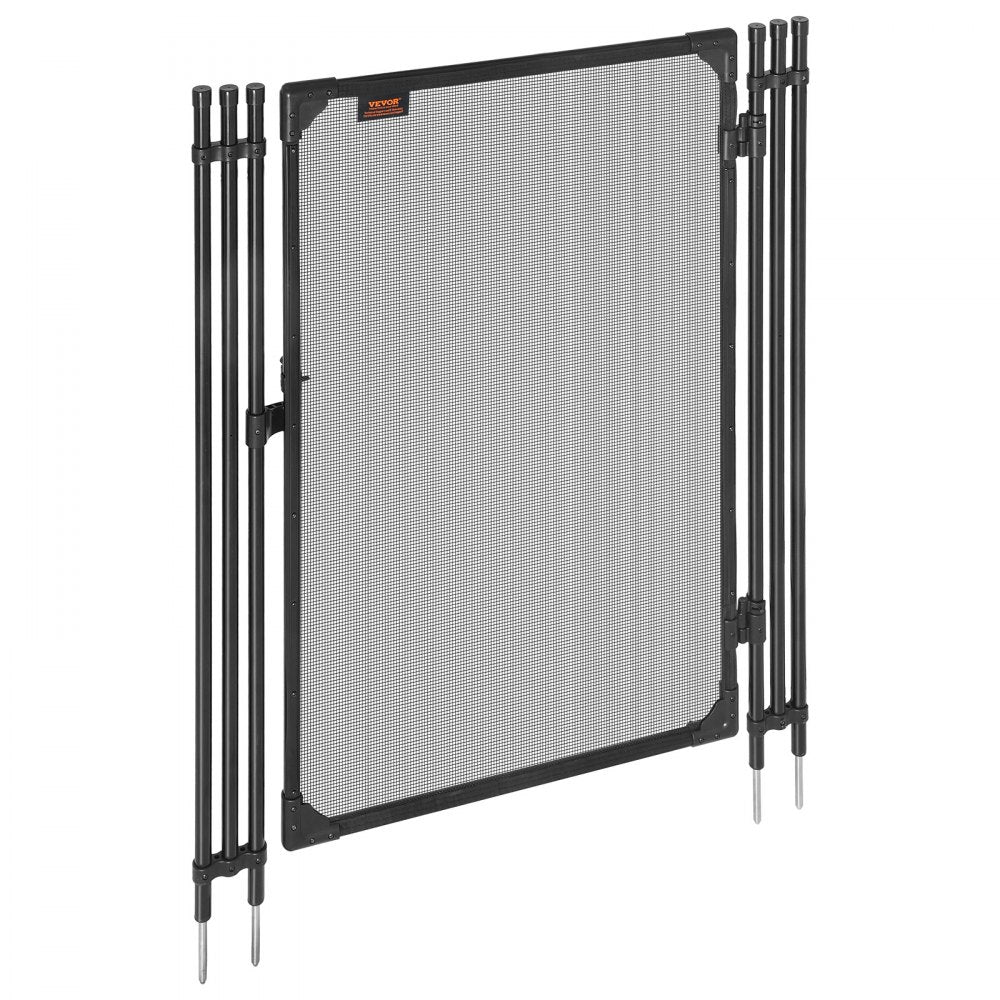 VEVOR Pool Fence Gate, 4 x 2.5 ft Inground Swimming Pool Fences Gate, Outdoor Security Fencing Door Kit with Metal Latch, 352 gsm Teslin PVC Mesh, Round Tube, Lockable and Easy Installation, Black