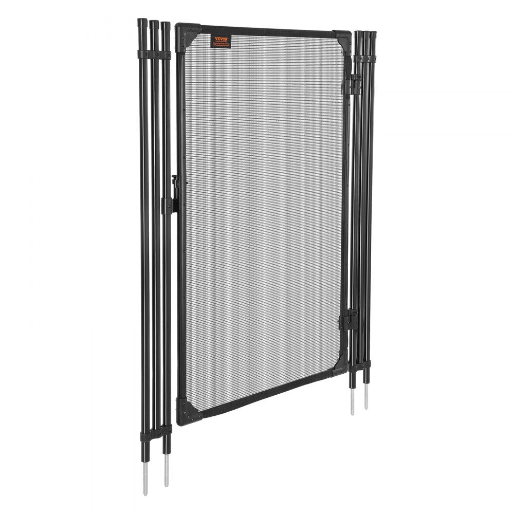 VEVOR Pool Fence Gate, 4 x 2.5 ft Inground Swimming Pool Fences Gate, Outdoor Security Fencing Door Kit with Metal Latch, 352 gsm Teslin PVC Mesh, Round Tube, Lockable and Easy Installation, Black