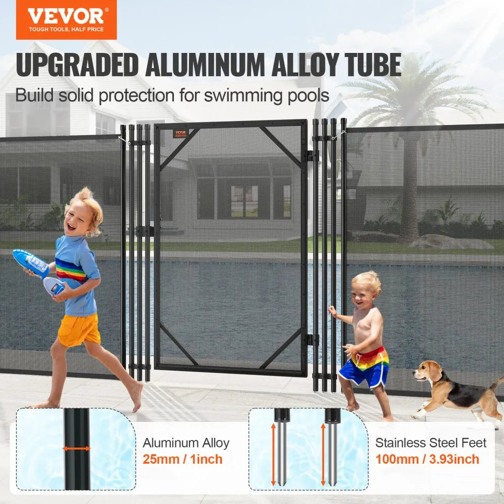 VEVOR Pool Fence Gate, 4 x 2.5 Ft, Easy DIY Installation Inground Pool Gate, Pool Fence Gate Kit with Stainless Steel Latch, Removable Child & Pet Security Pool Fencing