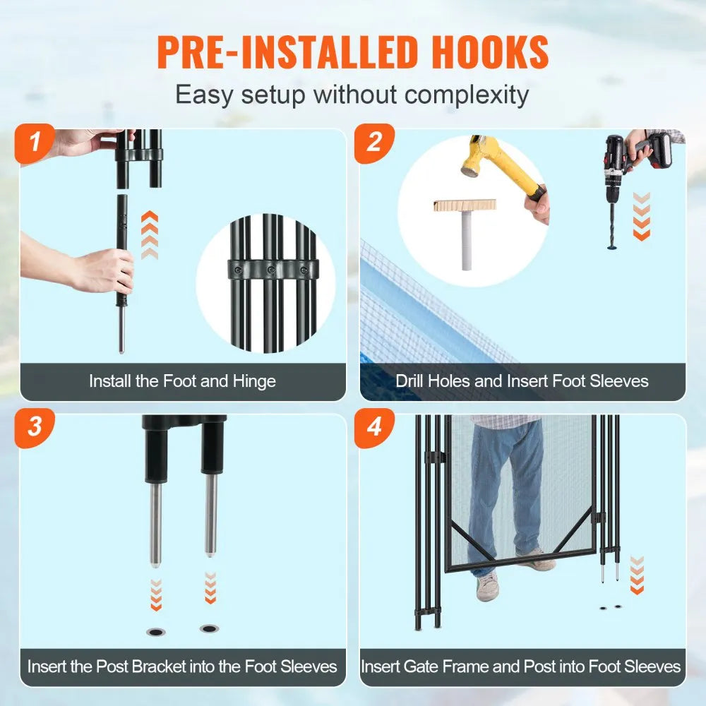 VEVOR Pool Fence Gate, 4 x 2.5 Ft, Easy DIY Installation Inground Pool Gate, Pool Fence Gate Kit with Stainless Steel Latch, Removable Child & Pet Security Pool Fencing