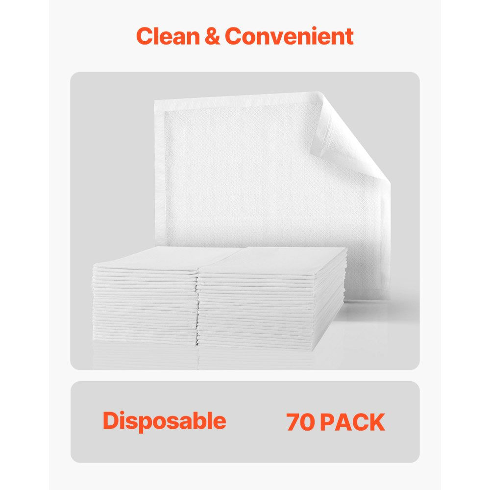 VEVOR Disposable Underpads, 30" x 36" Incontinence Bed Pads, Super Absorbent Chux Pads with 5-Layer Protection for Bed Sofa and Mattress, Protective Bedwetting Pad for Pet Adult Kid Elderly (70-Pack)