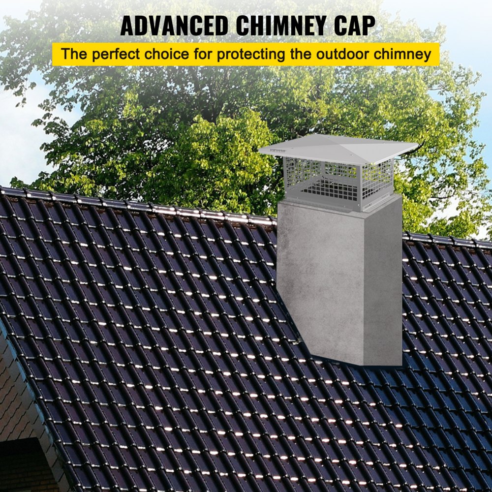 VEVOR Chimney Cap, 17\" x 21\" Flue Caps, 304 Stainless Steel Fireplace Chimney Cover, Adjustable Metal Spark Arrestor with Bolts Screws, Mesh Chimney Flue Cover for Outside Existing Clay Flue Tile