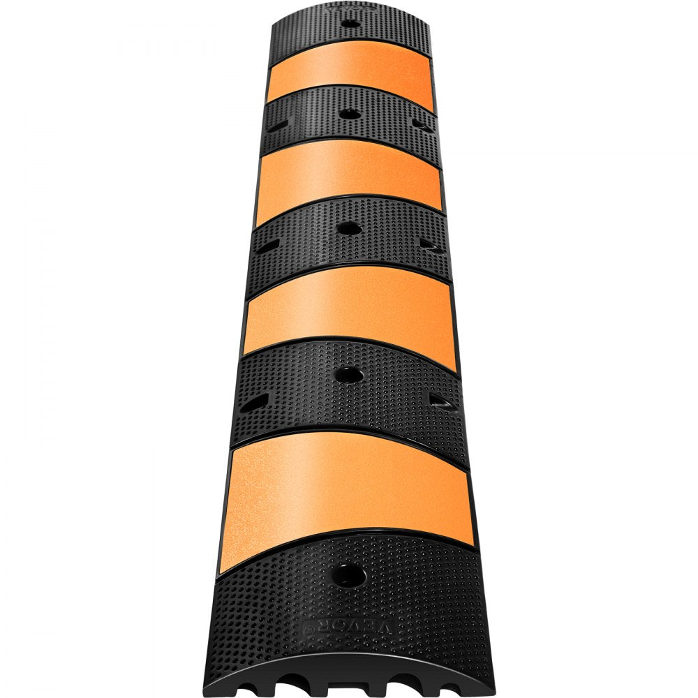 VEVOR Rubber Speed Bump, 1 Pack 2 Channel Speed Bump Hump, 72.8\" Long Modular Speed Bump Rated 22000 LBS Load Capacity, 72.8 x 12.2 x 2.2 Garage Speed Bump for Asphalt Concrete Gravel Driveway-6 FT