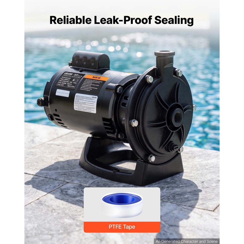 VEVOR Booster Pump 1.5 HP 16.5 GPM ODP Motor for Pressure Side Pool Cleaner, AC 120V Pool Booster Pump, 125 ft Max Head, NPT 3/4 in Inlet/Outlet, Wide Compatibility, Quick Connect Easy Installation
