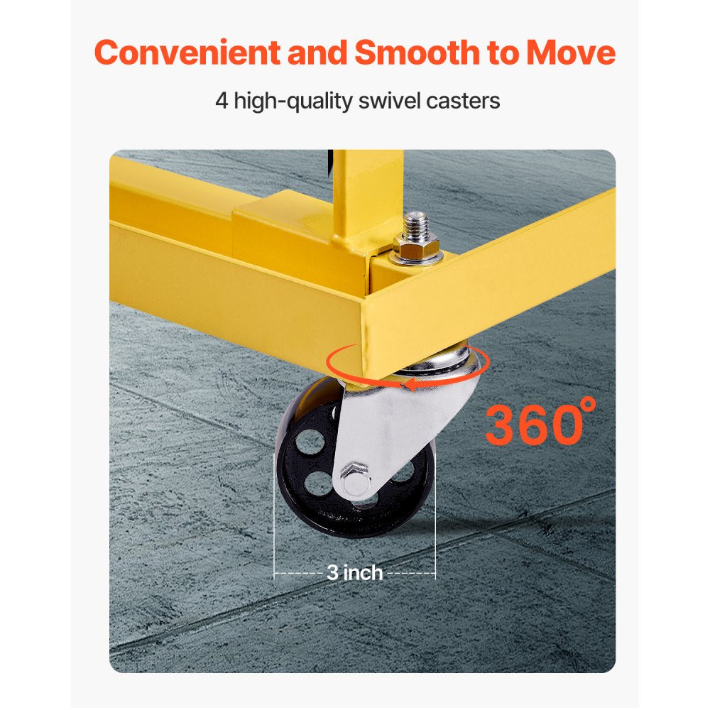 VEVOR Engine Stand, 750 LBS Load Capacity Engine Motor Stand with Adjustable Width & Length, Heavy-Duty Steel Motor Holder with 4 Swivel Casters and 2 Ratchet Straps, Suitable for Most Engines