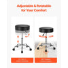 VEVOR Rolling Stool with Wheels, 450 LBS Weight Capacity Round Rolling Stool Chair, Height Adjustable Thickened PU Leather Swivel Stool for Salon, Spa, Massage, Tattoo, Clinic, Black