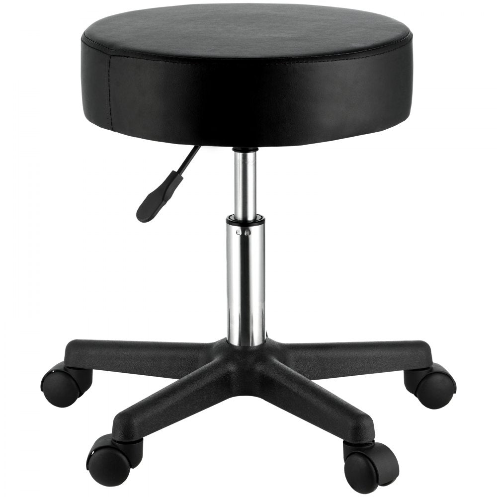 VEVOR Rolling Stools with Wheels, 400 LBS Weight Capacity Adjustable Height Stool with Ultra-Thick Seat Cushion, Swivel Stools Chair for Salon, Bar, Home, Office, Tatoo, Medical, Massage, Black