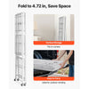 VEVOR 4-Tier Foldable Storage Shelf, 36W x 21D x 60 H Inch Folding Metal Rack Shelving Unit, No Assembly Organizer Shelf with 5 Wheels & 4 Hooks for Pantry, Kitchen, Garage, Basement, White