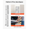 VEVOR 5-Tier Foldable Storage Shelf, 28 W x 15D x 64H Inch Folding Metal Rack Shelving Unit, No Assembly Organizer Shelf with 5 Wheels & 4 Hooks for Pantry, Kitchen, Garage, Basement, White