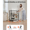 VEVOR 3-Tier Foldable Storage Shelf, 30W x 13D x 36H Inch Folding Metal Rack Shelving Unit, No Assembly Organizer Shelf with 5 Wheels & 4 Hooks for Pantry, Kitchen, Garage, Basement, Black