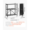 VEVOR 3-Tier Foldable Storage Shelf, 30W x 13D x 36H Inch Folding Metal Rack Shelving Unit, No Assembly Organizer Shelf with 5 Wheels & 4 Hooks for Pantry, Kitchen, Garage, Basement, Black